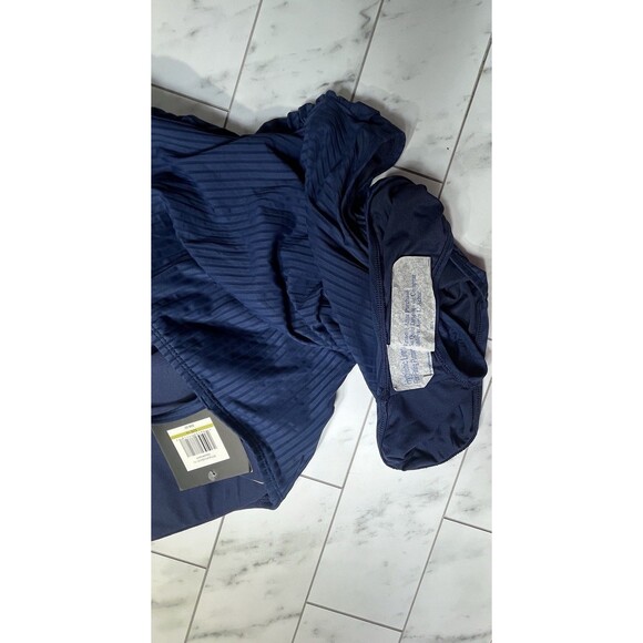 Ellen Tracy One Piece Swimsuit Navy Sz 14 Ruching Beach Coastal Resort Wear - Picture 9 of 10